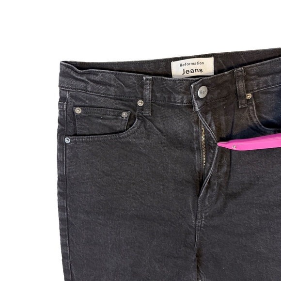 Reformation Jeans Size 29 Petite Straight Leg Jeans Black Wash High Rise Denim - Picture 8 of 14